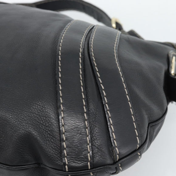 GUCCI Shoulder Bag Leather Black Gold 223937 Auth ka4841V