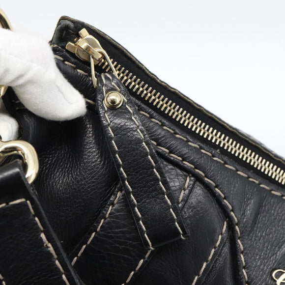 GUCCI Shoulder Bag Leather Black Gold 223937 Auth ka4841V