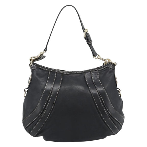 GUCCI Shoulder Bag Leather Black Gold 223937 Auth ka4841V