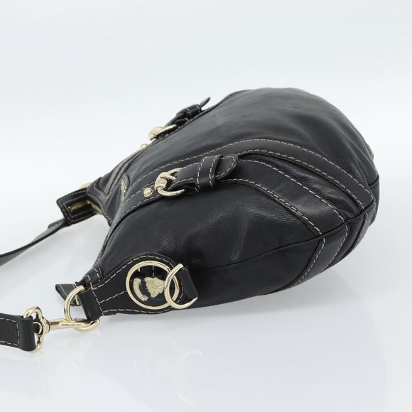 GUCCI Shoulder Bag Leather Black Gold 223937 Auth ka4841V