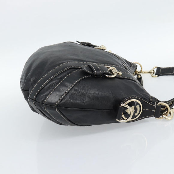 GUCCI Shoulder Bag Leather Black Gold 223937 Auth ka4841V