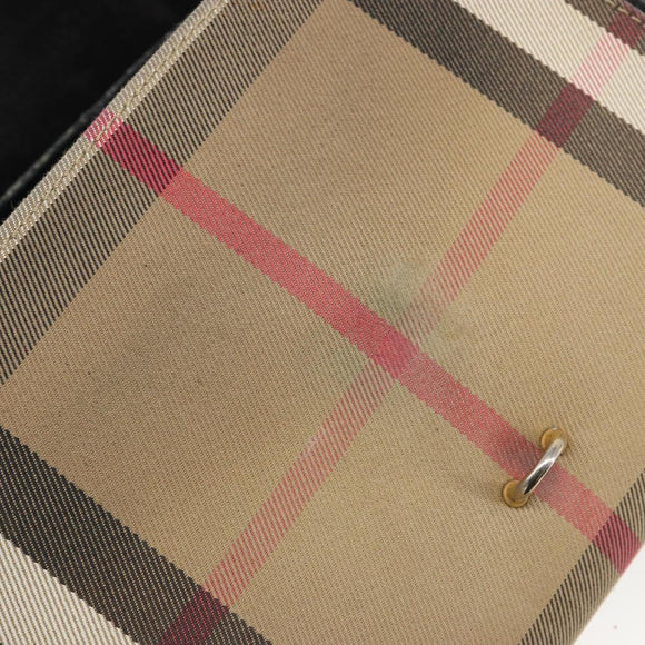 BURBERRY Nova Check Shoulder Bag Canvas Leather Beige Gold Auth ka4843