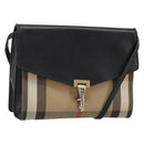 BURBERRY Nova Check Shoulder Bag Canvas Leather Beige Gold Auth ka4843-1