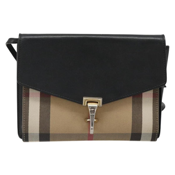 BURBERRY Nova Check Shoulder Bag Canvas Leather Beige Gold Auth ka4843