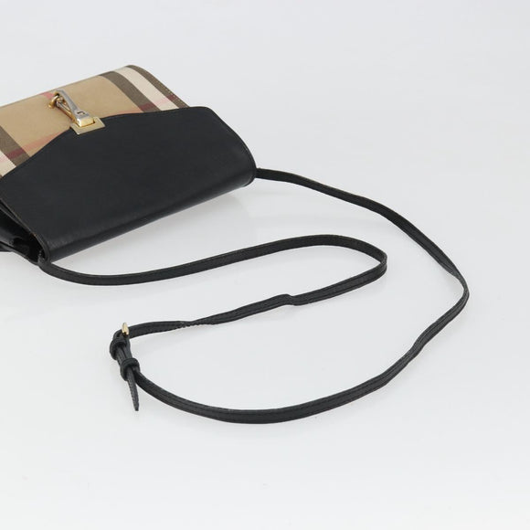 BURBERRY Nova Check Shoulder Bag Canvas Leather Beige Gold Auth ka4843