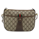 GUCCI GG Supreme Web Sherry Line Bag PVC Beige Gold 001 58 6177 4023 Auth ka4844-2