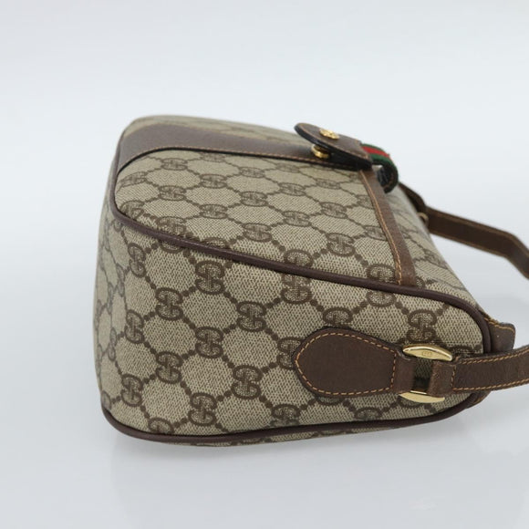 GUCCI GG Supreme Web Sherry Line Bag PVC Beige Gold 001 58 6177 4023 Auth ka4844