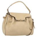 Salvatore Ferragamo Gancini Hand Bag Leather 2way Beige Gold Auth ka4845A-1