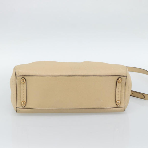 Salvatore Ferragamo Gancini Hand Bag Leather 2way Beige Gold Auth ka4845A