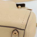 Salvatore Ferragamo Gancini Hand Bag Leather 2way Beige Gold Auth ka4845A-9