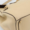 Salvatore Ferragamo Gancini Hand Bag Leather 2way Beige Gold Auth ka4845A-17