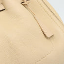 Salvatore Ferragamo Gancini Hand Bag Leather 2way Beige Gold Auth ka4845A-10