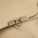 Salvatore Ferragamo Gancini Hand Bag Leather 2way Beige Gold Auth ka4845A-20
