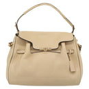 Salvatore Ferragamo Gancini Hand Bag Leather 2way Beige Gold Auth ka4845A-13