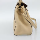 Salvatore Ferragamo Gancini Hand Bag Leather 2way Beige Gold Auth ka4845A-3
