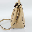 Salvatore Ferragamo Gancini Hand Bag Leather 2way Beige Gold Auth ka4845A-4
