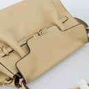 Salvatore Ferragamo Gancini Hand Bag Leather 2way Beige Gold Auth ka4845A-6