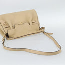 Salvatore Ferragamo Gancini Hand Bag Leather 2way Beige Gold Auth ka4845A-8