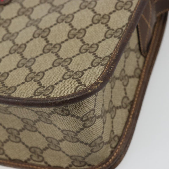 GUCCI GG Supreme Web Sherry Line Bag PVC Beige Gold 001 104 0551 Auth ka4846