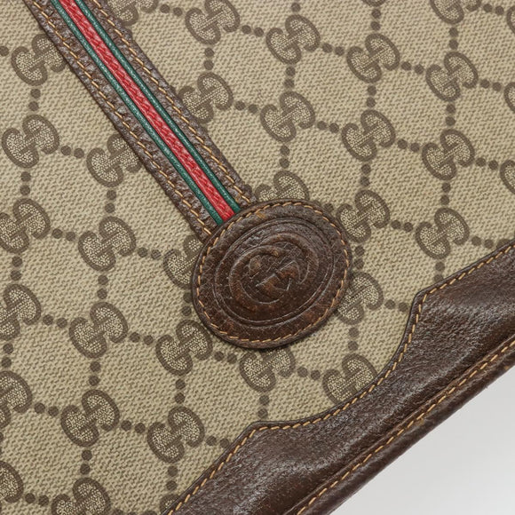 GUCCI GG Supreme Web Sherry Line Bag PVC Beige Gold 001 104 0551 Auth ka4846