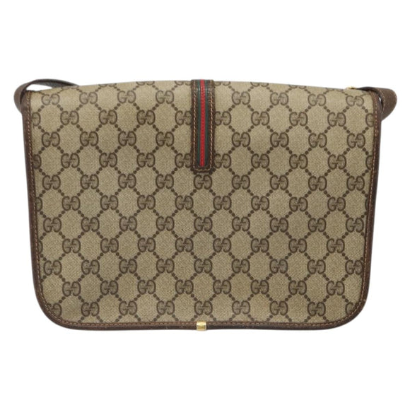 GUCCI GG Supreme Web Sherry Line Bag PVC Beige Gold 001 104 0551 Auth ka4846