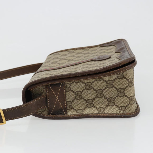 GUCCI GG Supreme Web Sherry Line Bag PVC Beige Gold 001 104 0551 Auth ka4846