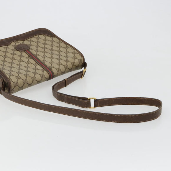 GUCCI GG Supreme Web Sherry Line Bag PVC Beige Gold 001 104 0551 Auth ka4846