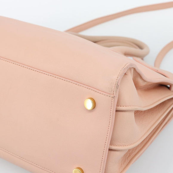 SAINT LAURENT Sac De Jules Hand Bag Leather 2way Pink Gold Auth ka4847V