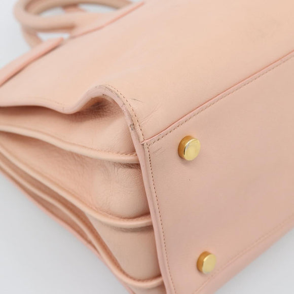 SAINT LAURENT Sac De Jules Hand Bag Leather 2way Pink Gold Auth ka4847V