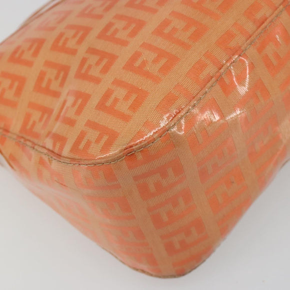 FENDI Zucchino Canvas Mamma Baguette Shoulder Bag Orange Gold Auth ka4849A