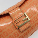 FENDI Zucchino Canvas Mamma Baguette Shoulder Bag Orange Gold Auth ka4849A-17