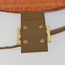 FENDI Zucchino Canvas Mamma Baguette Shoulder Bag Orange Gold Auth ka4849A-18