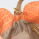 FENDI Zucchino Canvas Mamma Baguette Shoulder Bag Orange Gold Auth ka4849A-21
