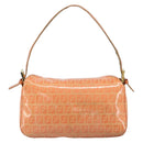 FENDI Zucchino Canvas Mamma Baguette Shoulder Bag Orange Gold Auth ka4849A-2