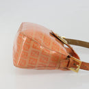 FENDI Zucchino Canvas Mamma Baguette Shoulder Bag Orange Gold Auth ka4849A-3