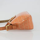 FENDI Zucchino Canvas Mamma Baguette Shoulder Bag Orange Gold Auth ka4849A-4