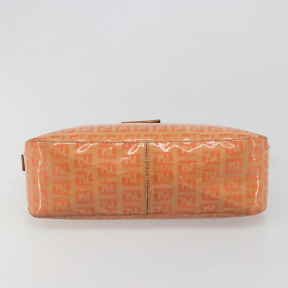 FENDI Zucchino Canvas Mamma Baguette Shoulder Bag Orange Gold Auth ka4849A