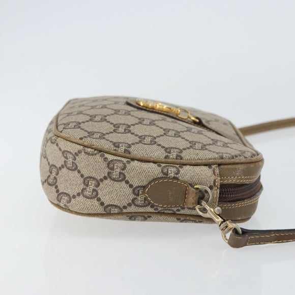 GUCCI GG Plus Supreme Shoulder Bag PVC Beige Gold Auth ka485