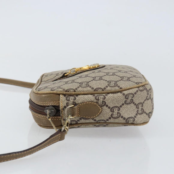 GUCCI GG Plus Supreme Shoulder Bag PVC Beige Gold Auth ka485