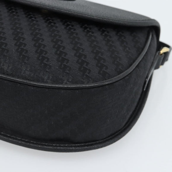 GUCCI Shoulder Bag Canvas Leather Black Gold 007 14 0074 Auth ka4851