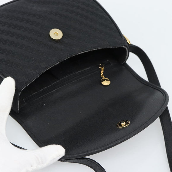 GUCCI Shoulder Bag Canvas Leather Black Gold 007 14 0074 Auth ka4851