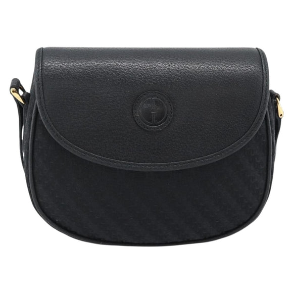GUCCI Shoulder Bag Canvas Leather Black Gold 007 14 0074 Auth ka4851