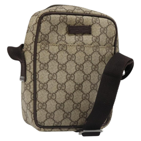 GUCCI GG Supreme Shoulder Bag PVC Beige Silver 12275 Auth ka4852