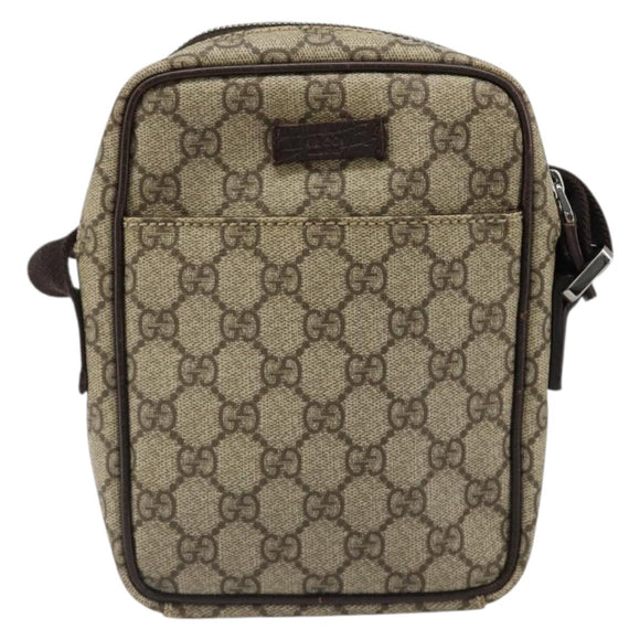 GUCCI GG Supreme Shoulder Bag PVC Beige Silver 12275 Auth ka4852