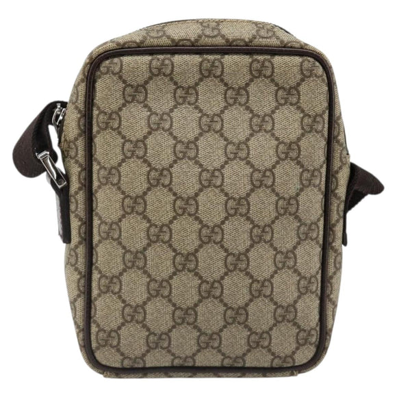 GUCCI GG Supreme Shoulder Bag PVC Beige Silver 12275 Auth ka4852
