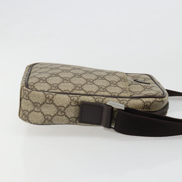 GUCCI GG Supreme Shoulder Bag PVC Beige Silver 12275 Auth ka4852
