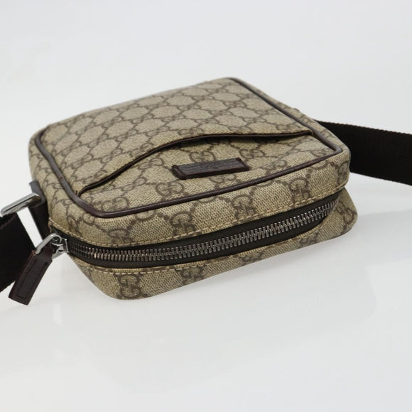 GUCCI GG Supreme Shoulder Bag PVC Beige Silver 12275 Auth ka4852