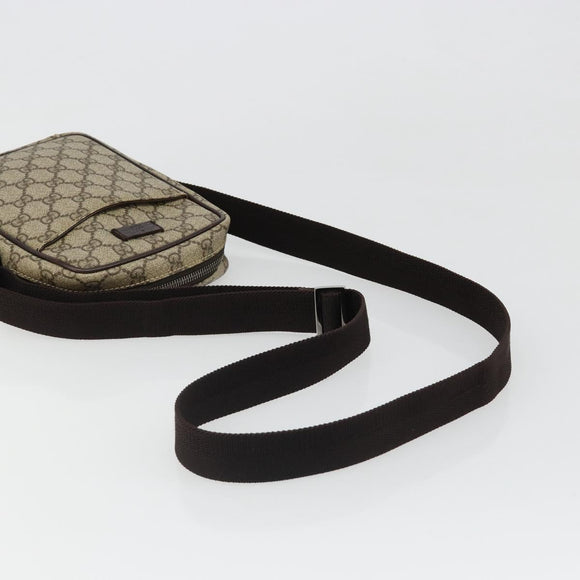 GUCCI GG Supreme Shoulder Bag PVC Beige Silver 12275 Auth ka4852