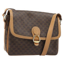 CELINE Macadam Canvas Shoulder Bag PVC Leather Brown Gold Auth ka4853-1