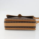 CELINE Macadam Canvas Shoulder Bag PVC Leather Brown Gold Auth ka4853-10